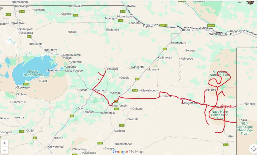Daar is ver draaie gery tydens die besoek - eers van Windhoek na Grootfontein en daarna in die bedienningsgebied